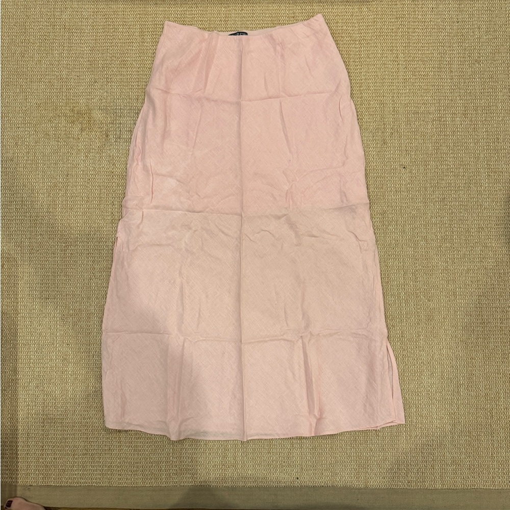 J. Crew Light Pink Linen Midi Slip Skirt